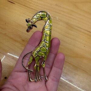 Green and Gold Giraffe Brooch Pendant